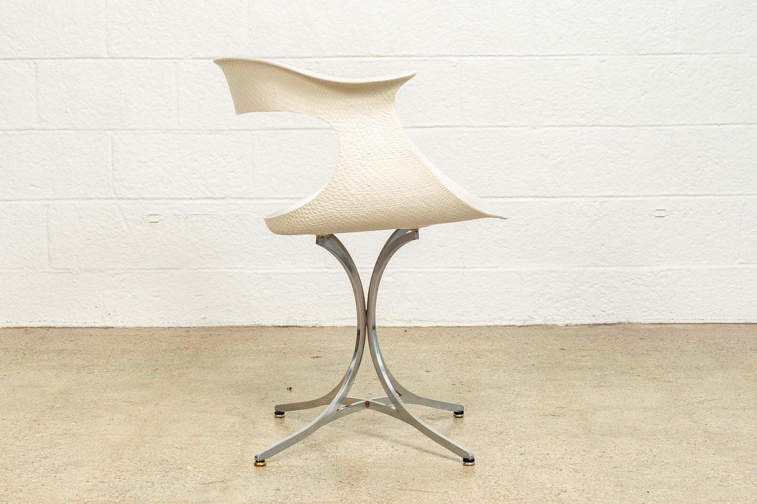 Vintage Mid Century Laverne White Lotus Arm Chair, 1950s