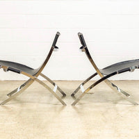 Vintage Postmodern Chrome & Black Leather Timeless Lounge Chairs by Antonio Citterio for Flexform