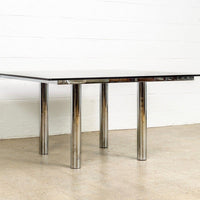 Mid Century Tobia Scarpa for Knoll Andre Square Glass & Chrome Dining Table