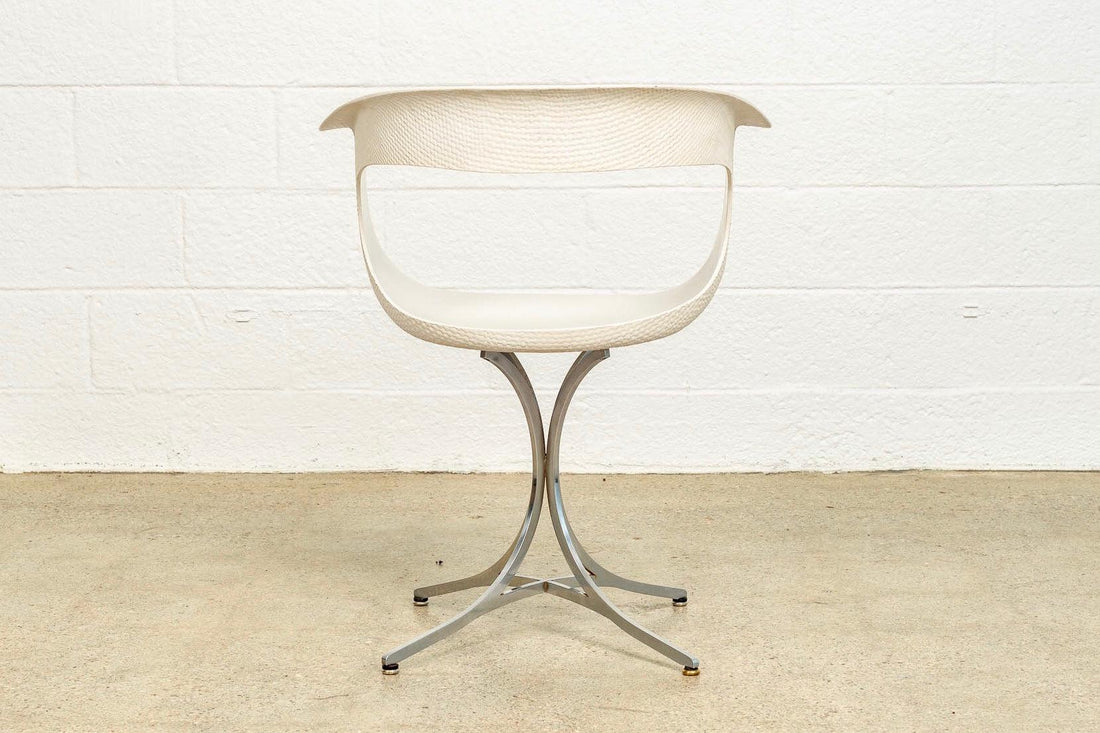 Vintage Mid Century Laverne White Lotus Arm Chair, 1950s