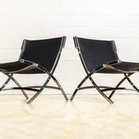 Vintage Postmodern Chrome & Black Leather Timeless Lounge Chairs by Antonio Citterio for Flexform