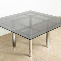 Mid Century Tobia Scarpa for Knoll Andre Square Glass & Chrome Dining Table