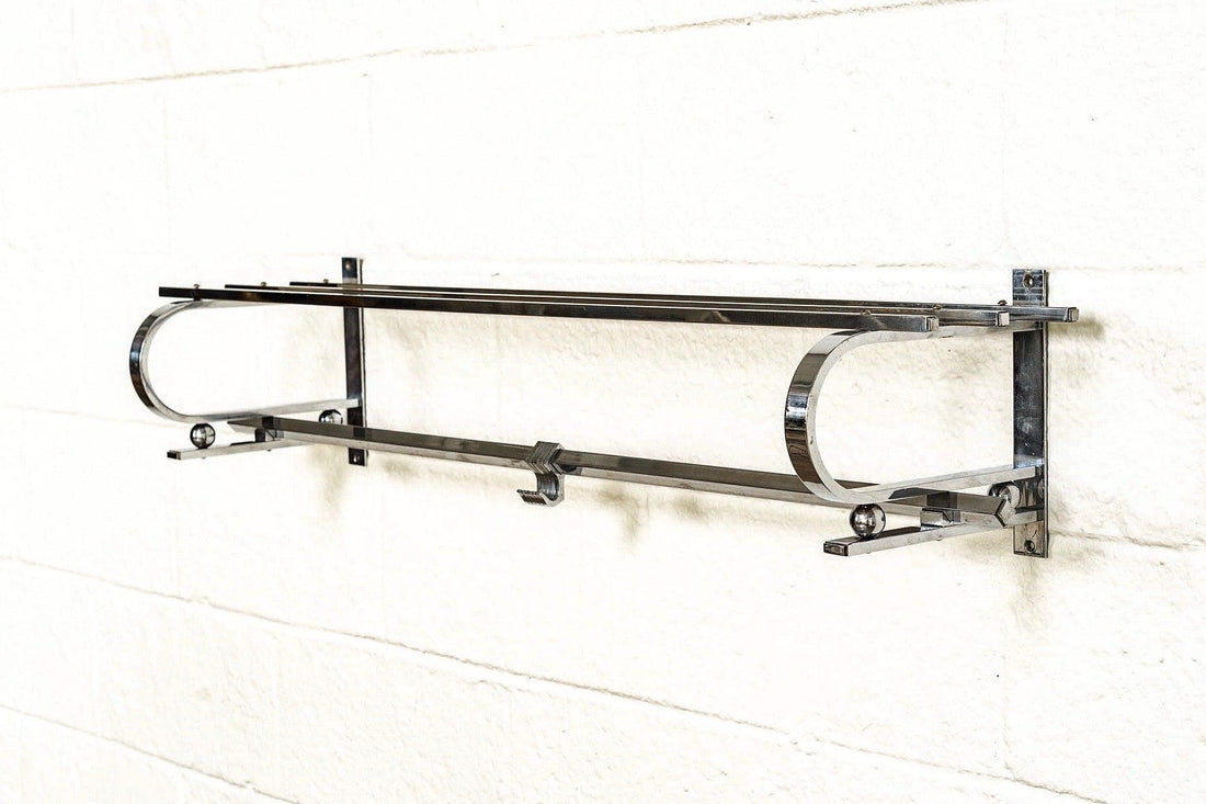 Vintage Antique Art Deco Bauhaus Chrome Coat & Hat Rack, 1930s