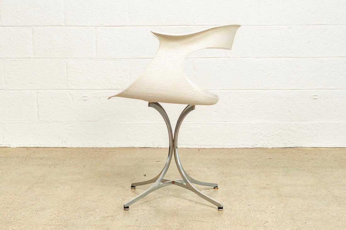 Vintage Mid Century Laverne White Lotus Arm Chair, 1950s