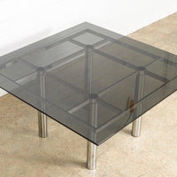 Mid Century Tobia Scarpa for Knoll Andre Square Glass & Chrome Dining Table