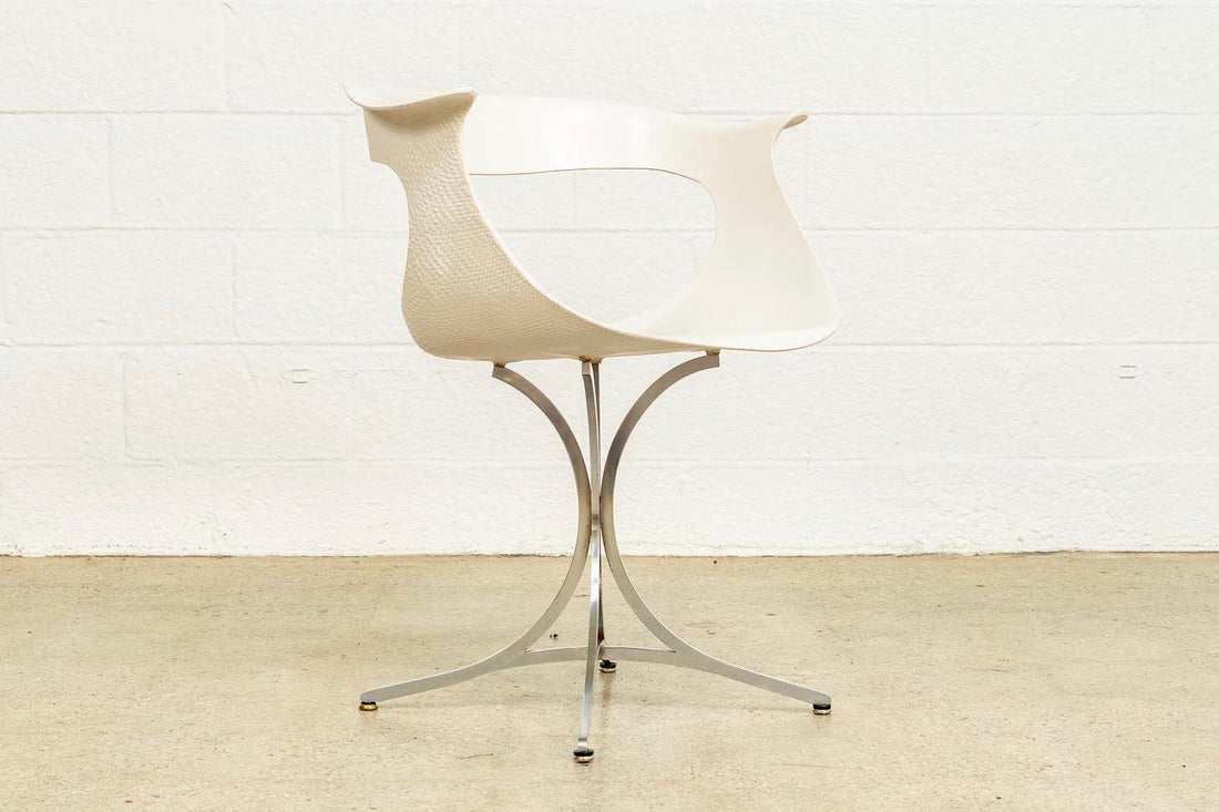 Vintage Mid Century Laverne White Lotus Arm Chair, 1950s