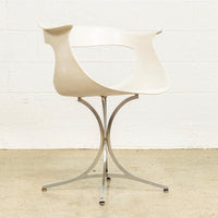 Vintage Mid Century Laverne White Lotus Arm Chair, 1950s