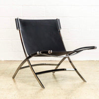 Vintage Postmodern Chrome & Black Leather Timeless Lounge Chairs by Antonio Citterio for Flexform