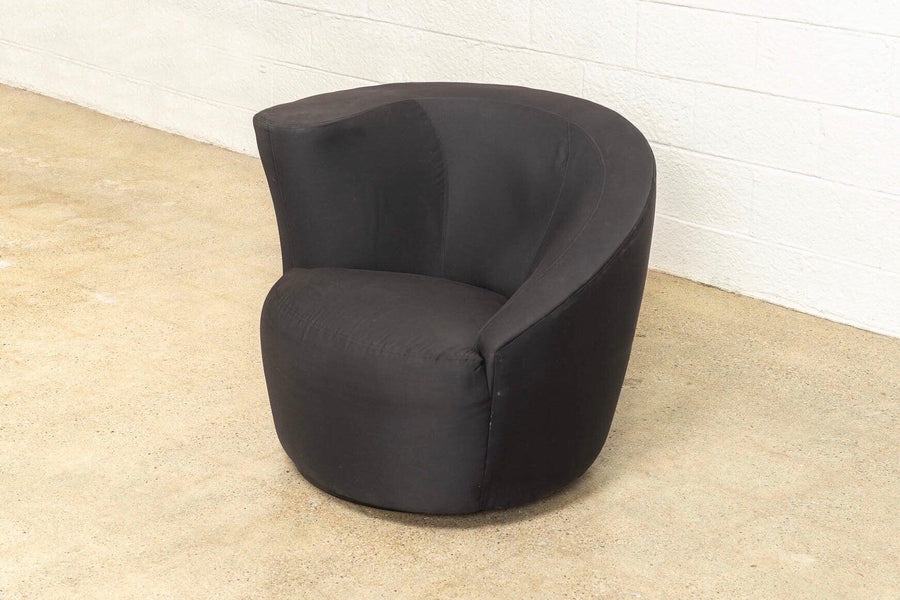 Pair of Mid Century Vladimir Kagan for Directional Black Nautilus Lounge Chairs