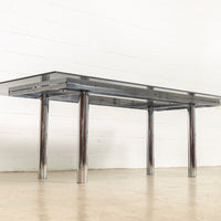 Modernist Tobia Scarpa for Knoll Large Andre Glass & Chrome Dining Table